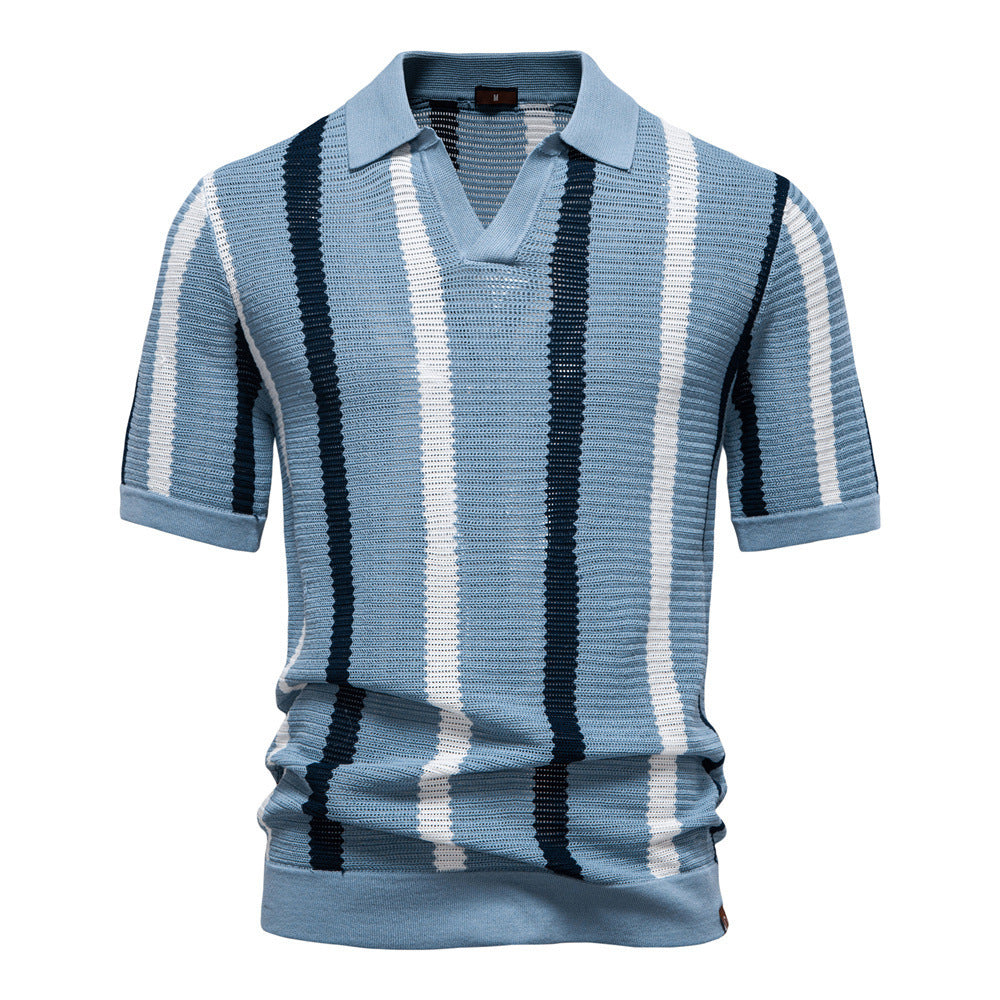 Herren nan kurzärmeliges Strickpolo mit Reverskragen und strukturierter Maschenware Drune