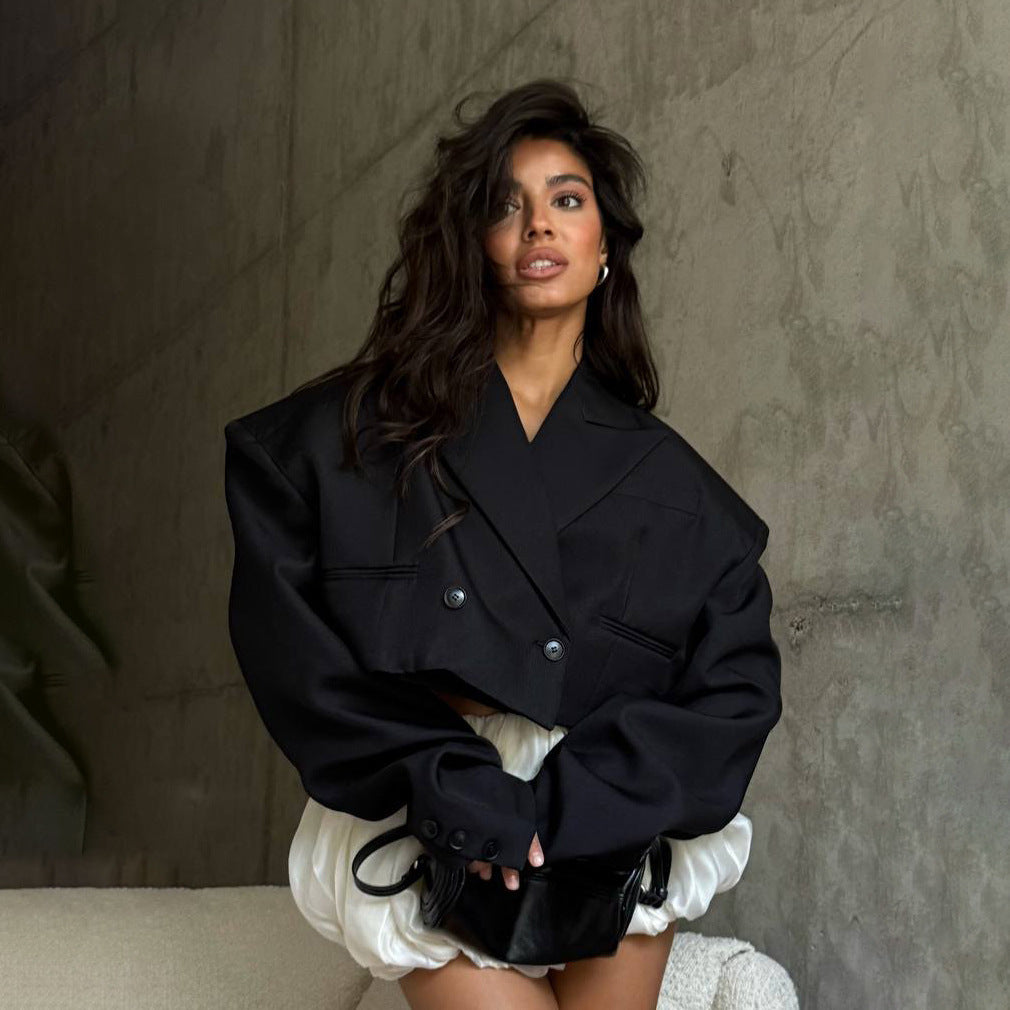 Damen Oversized Blazer mit doppelter Knopf- und umfangreicher Schulterpartie Drune