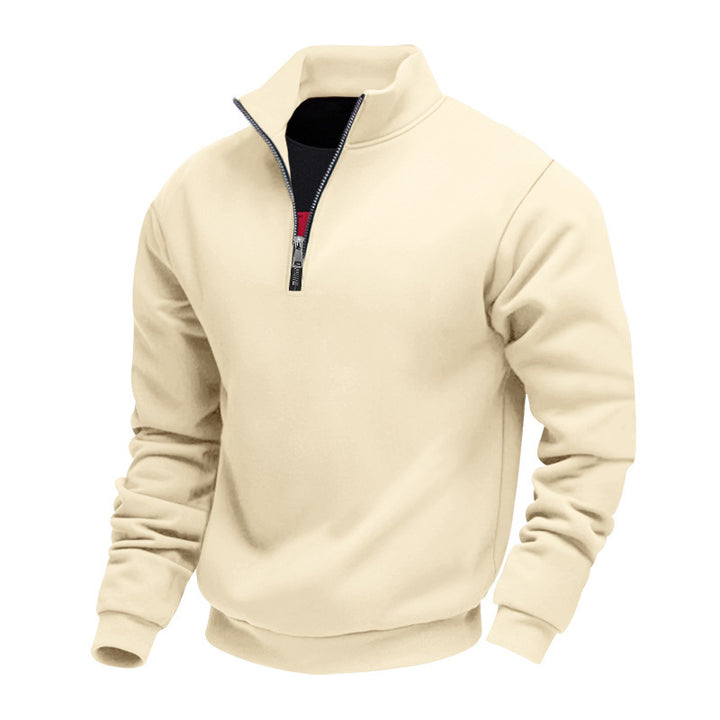 Herren lässiger Stehkragenpullover mit funktionalem Reißverschluss Drune