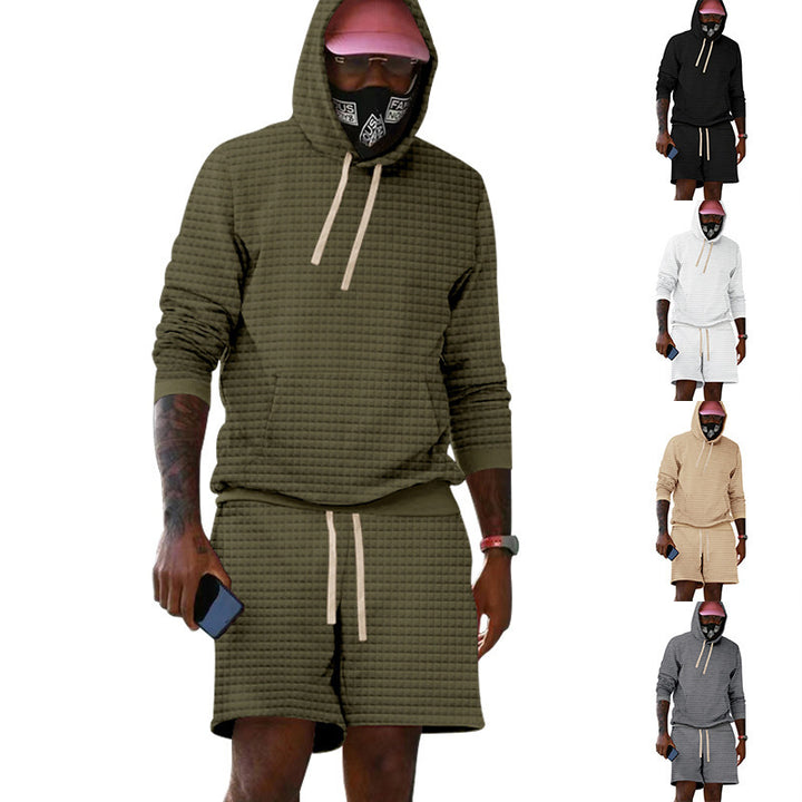Herren lässiger Kapuzenpullover und Shorts Set aus atmungsaktivem Material Drune