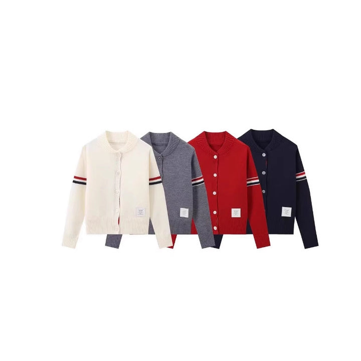 Damen modische Strickjacke mit Rundhalsausschnitt Drune