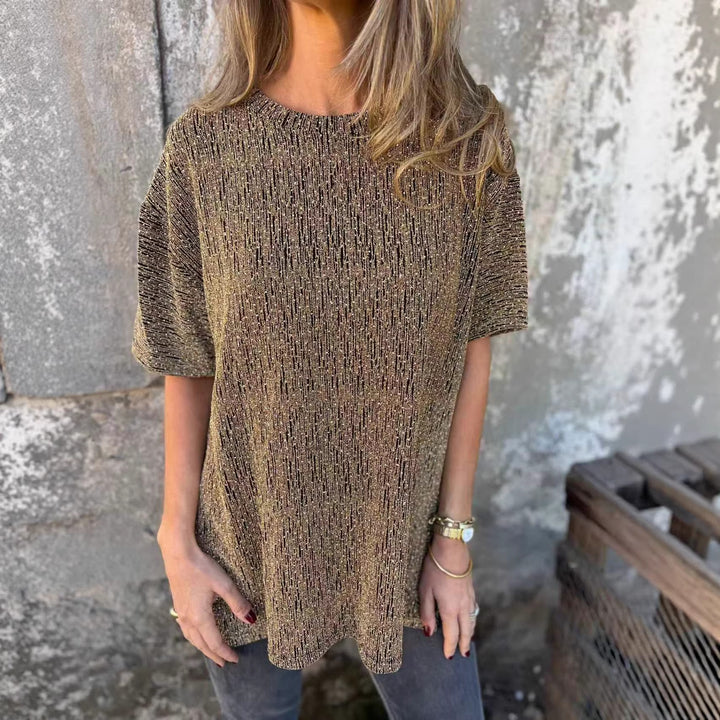 Damen Oversized T-Shirt mit Glitzersteinchen und lässigem Schnitt Drune