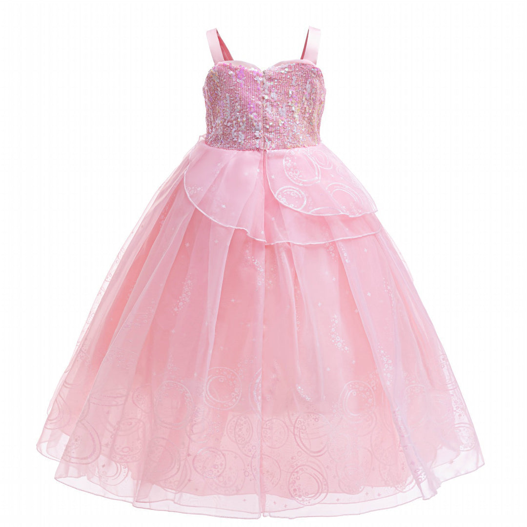 Glinda Cosplay Kleid – Rosa Prinzessinnenballkleid für Mädchen (Hochzeit, Bühne) Drune