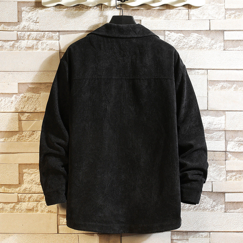 Herren nan lässige Cord-Überhemdjacke mit durchgehender Knopfleiste und aufgesetzten Brusttaschen Drune