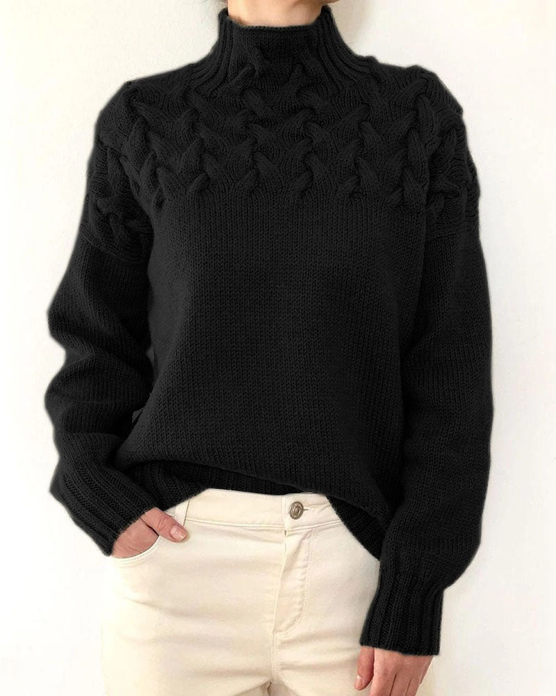 Drune Einzigartiger geflochtener Rollkragenpullover
