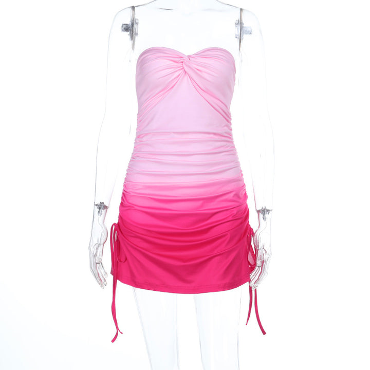 Damen Strandkleid mit Rüschendetail und verstellbaren Trägern Drune