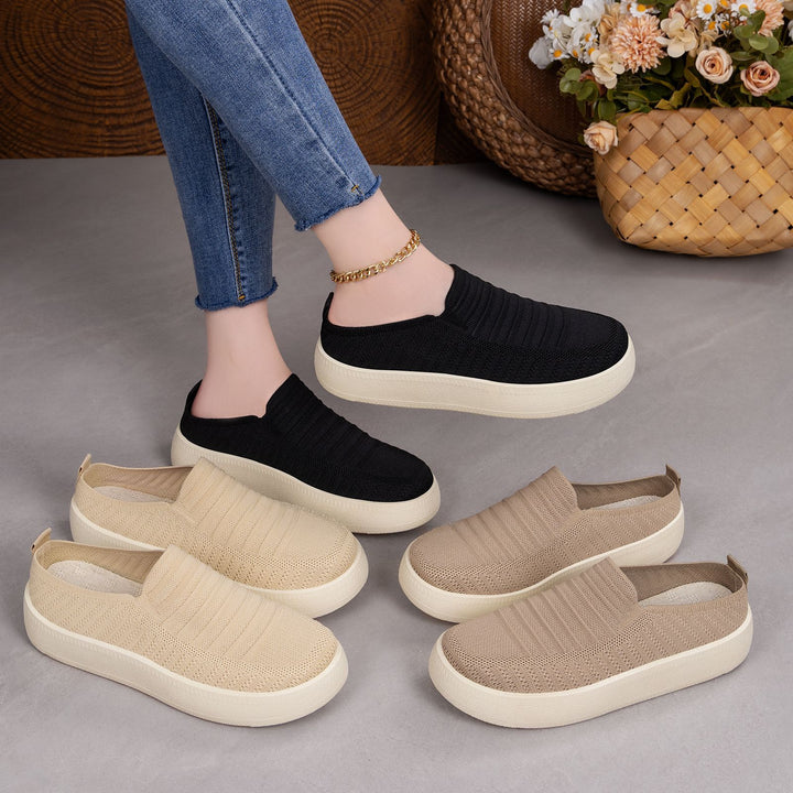 Damen nan gestrickter Slip-On Plateau-Sneaker mit sockenähnlichem Schaft, elastischem Einstieg und stoßdämpfender Leichtsohle Drune