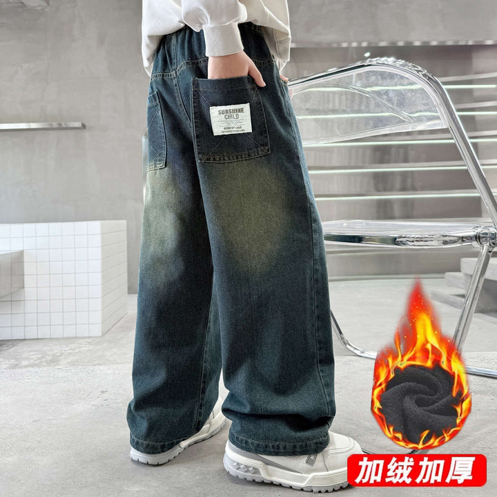 Damen weite Jeans im urbanen Stil mit praktischen Taschen Drune