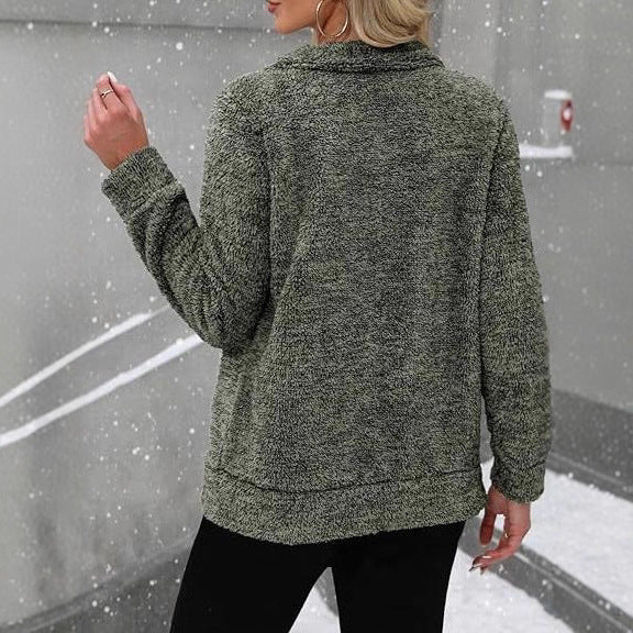Damen Kuscheljacke mit durchgehendem Reißverschluss und weichem Plüschstoff Drune