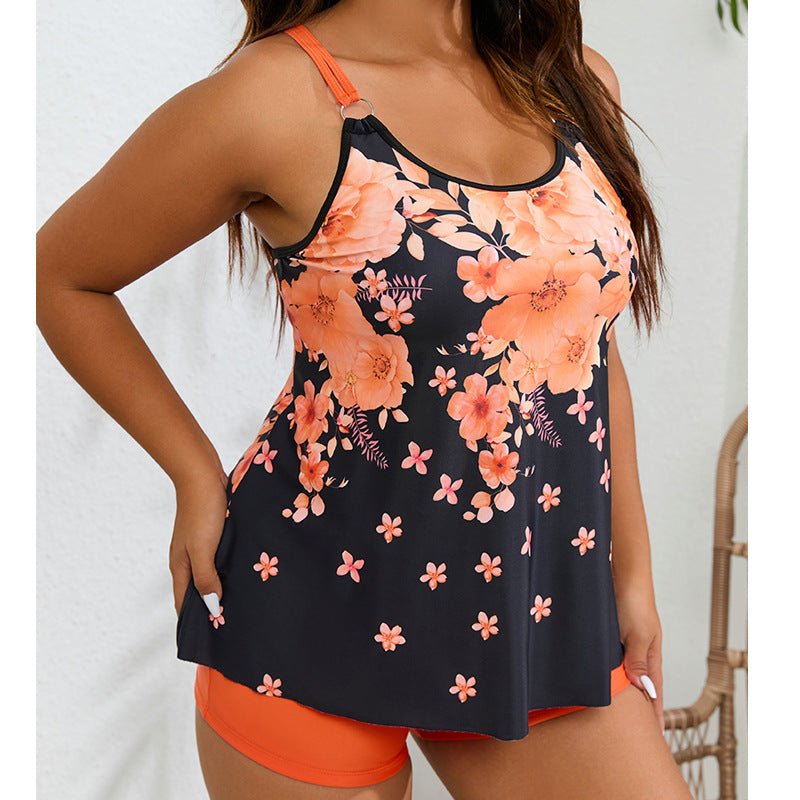 Damen Sportlicher Tankini-Badeanzug mit floralem Design und modischem Schnitt Drune