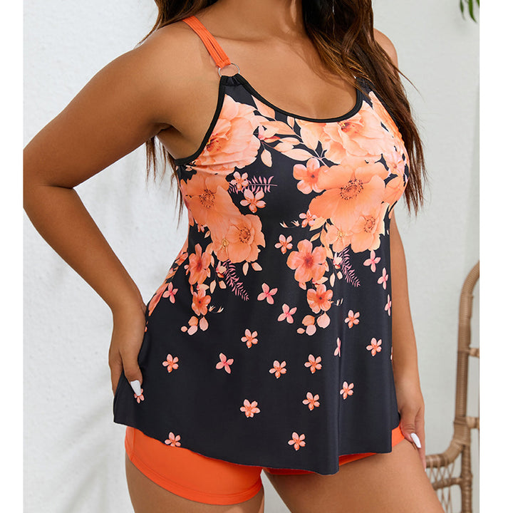 Damen Sportlicher Tankini-Badeanzug mit floralem Design und modischem Schnitt Drune