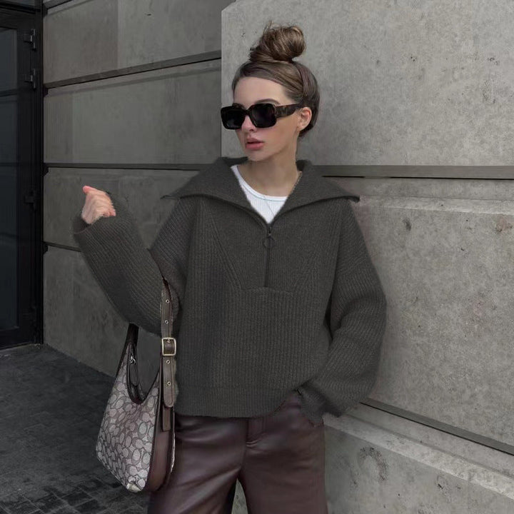 Drune | Rippstrickpullover mit Reißverschluss Weich und Warm Lässig Schick