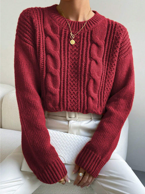 Damen Grobstrickpullover mit Zopfmuster und lässigem Schnitt Drune