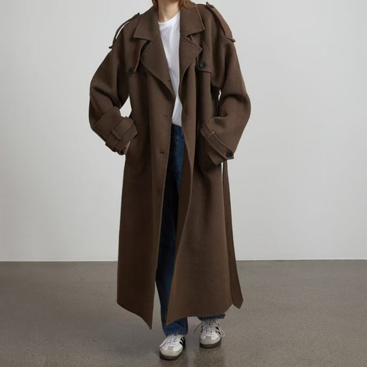 Damen eleganter und stylischer Trenchcoat mit taillierbarem Gürtel Drune