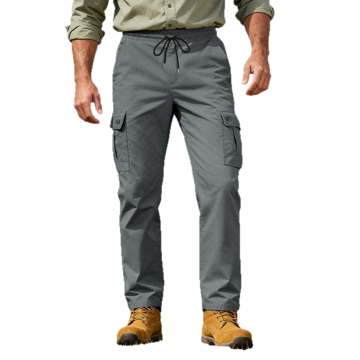 Herren nan robuste Outdoor-Cargohose mit elastischem Tunnelzugbund und aufgesetzten Klappentaschen Drune