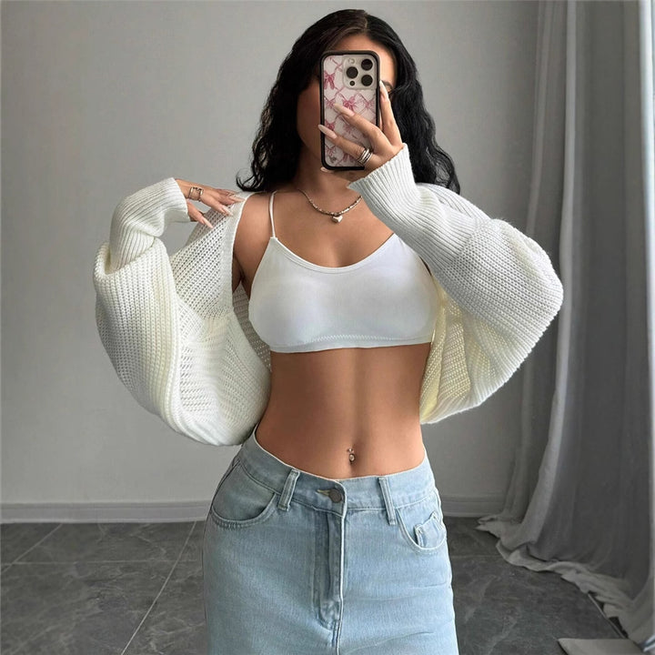 Damen Grobstrick-Cardigan mit lässigem Schnitt und weiten Ärmeln Drune