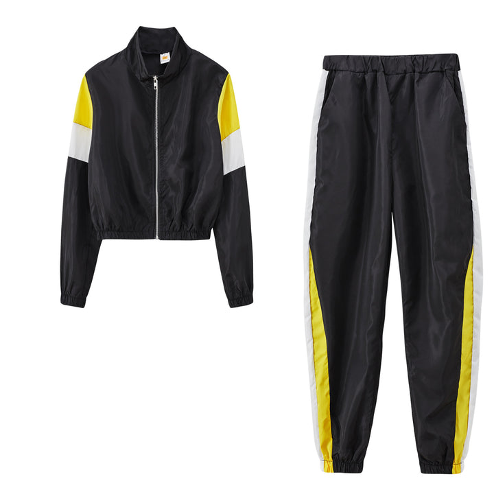 Damen sportliches Trackset mit modischem Stehkragen und elastischen Bündchen Drune