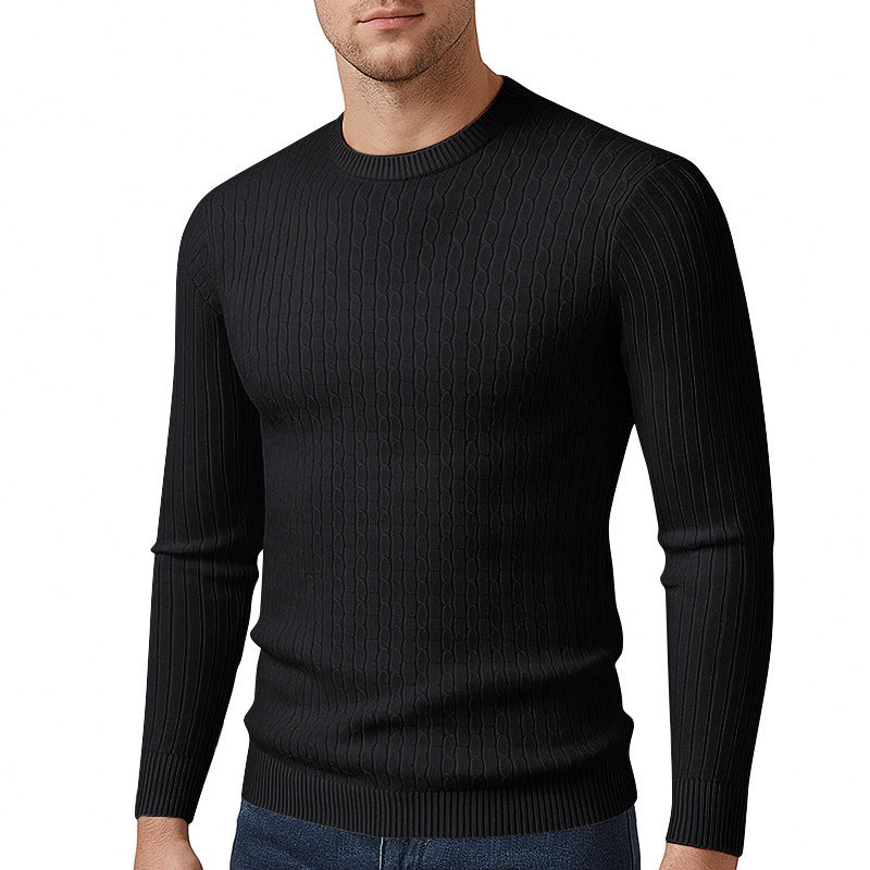 Herren modischer Strickpullover mit feinem Zopfmuster Drune
