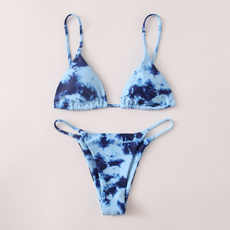 Damen Triangel-Bikini mit verstellbaren Trägern und Raffungen Drune
