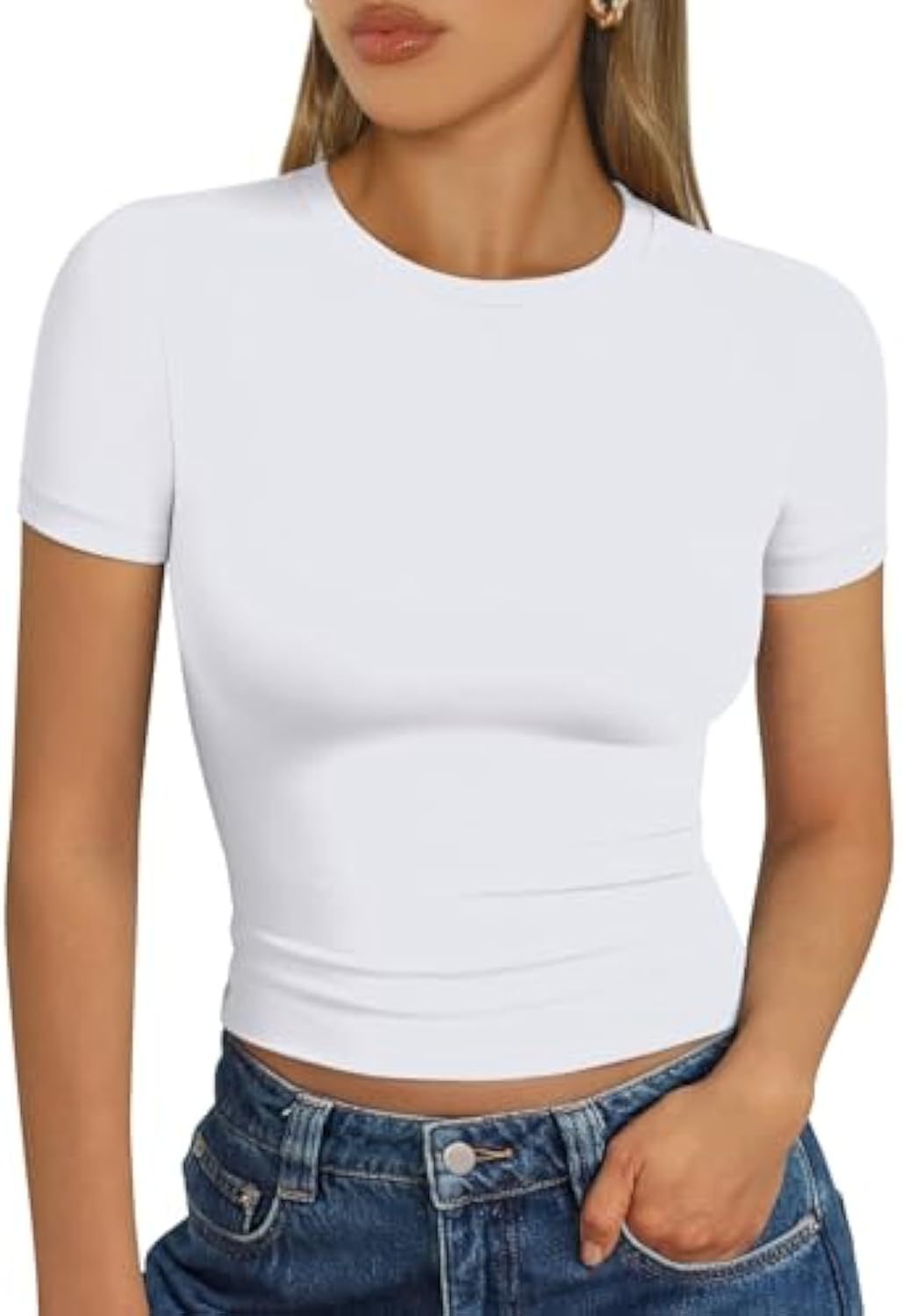 Damen figurbetontes Kurzarmshirt aus elastischem Material Drune