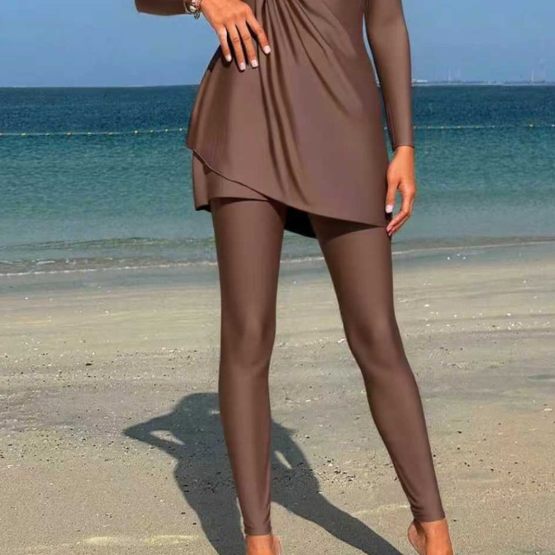 Damen Modischer Sportbadeanzug mit asymmetrischem Rock Drune