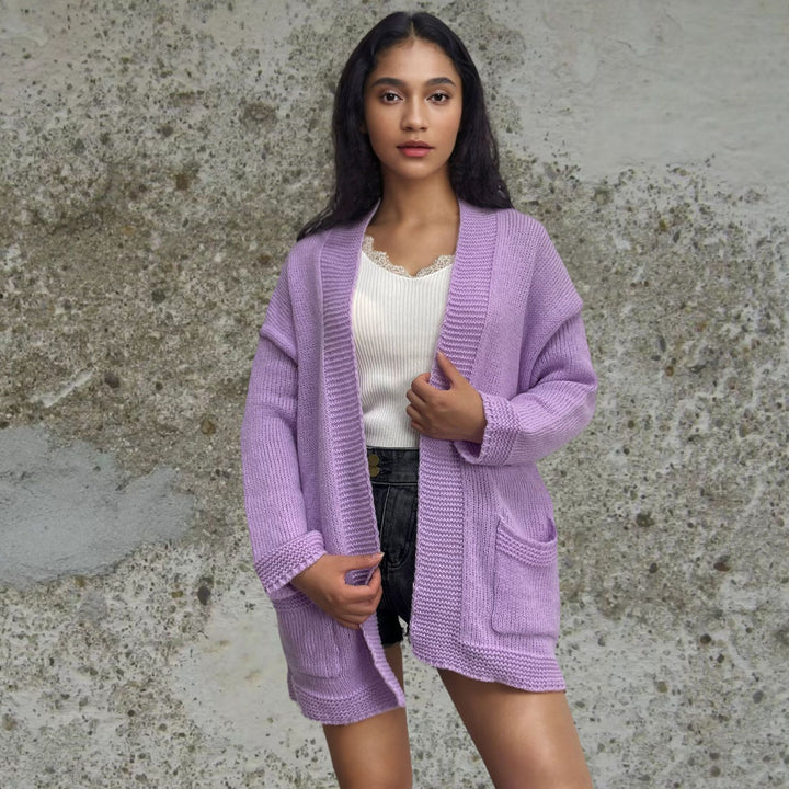 Damen Strickjacke mit großen Taschen und lässigem Schnitt Drune