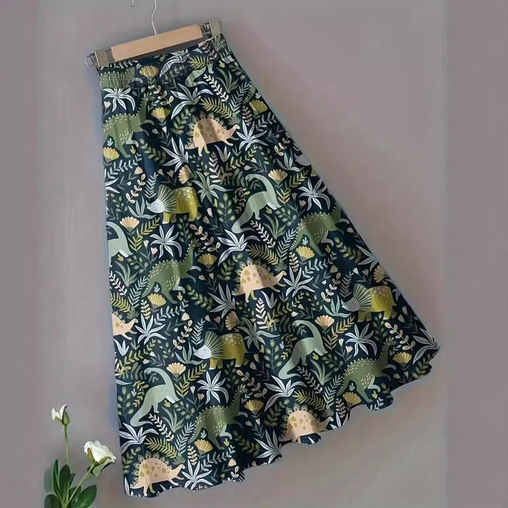 Damen Maxirock mit floralem Druck und elastischem Taillenzug Drune