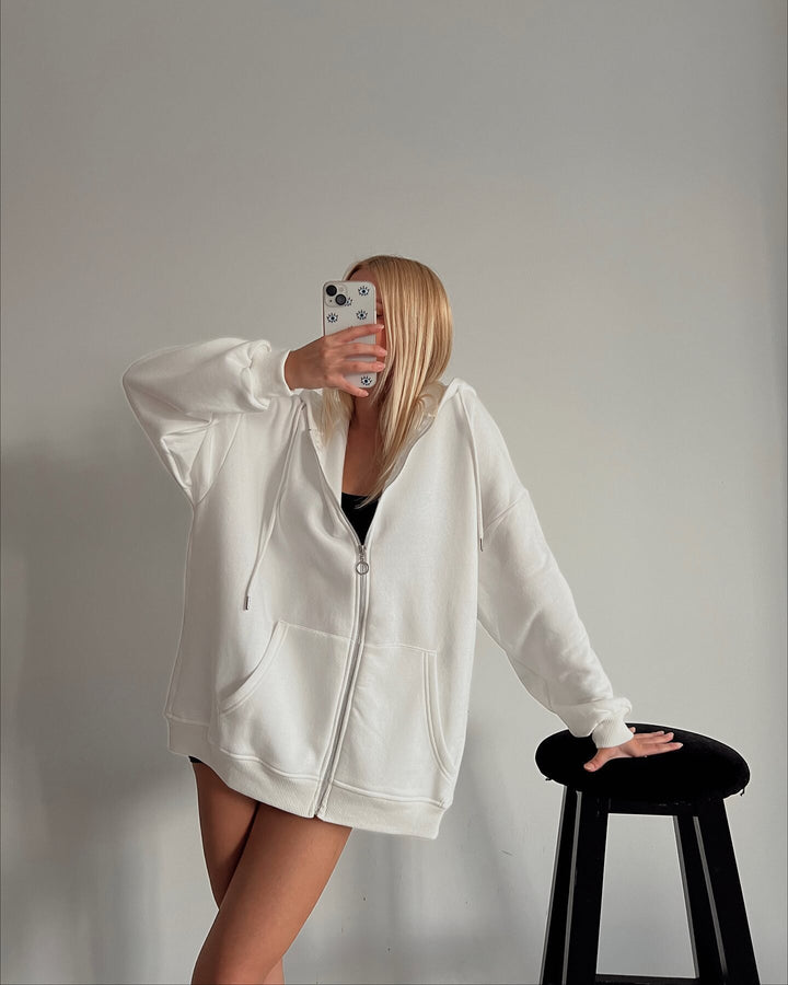 Damen oversized Kapuzenjacke mit Reißverschluss Drune