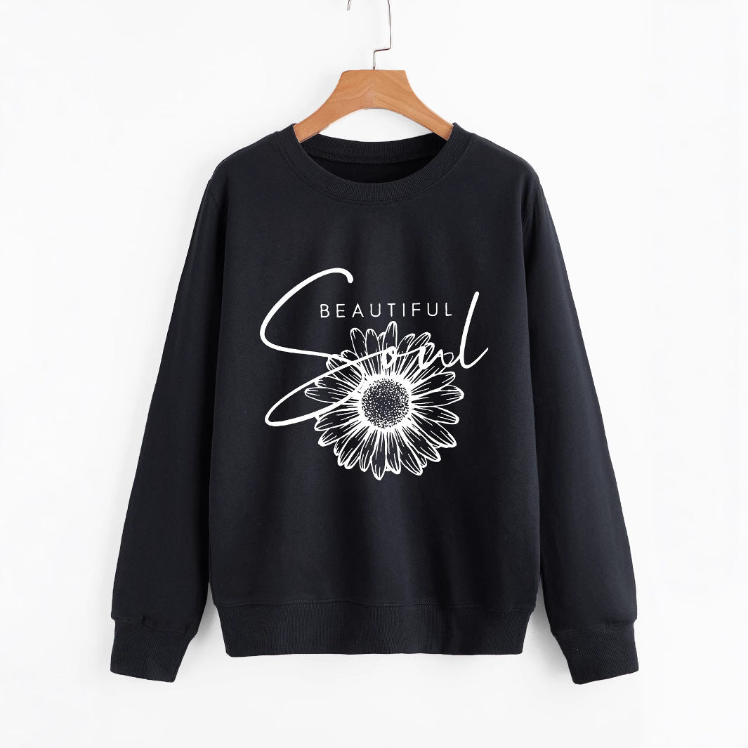 Damen Sweatshirt mit floralem Motiv und inspirierendem Schriftzug Drune
