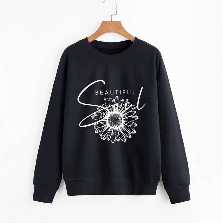 Damen Sweatshirt mit floralem Motiv und inspirierendem Schriftzug Drune