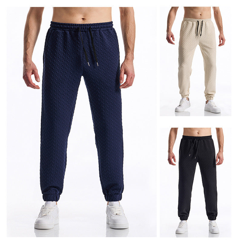 Herren bequeme Freizeithose mit elastischem Bund und Strukturmuster Drune