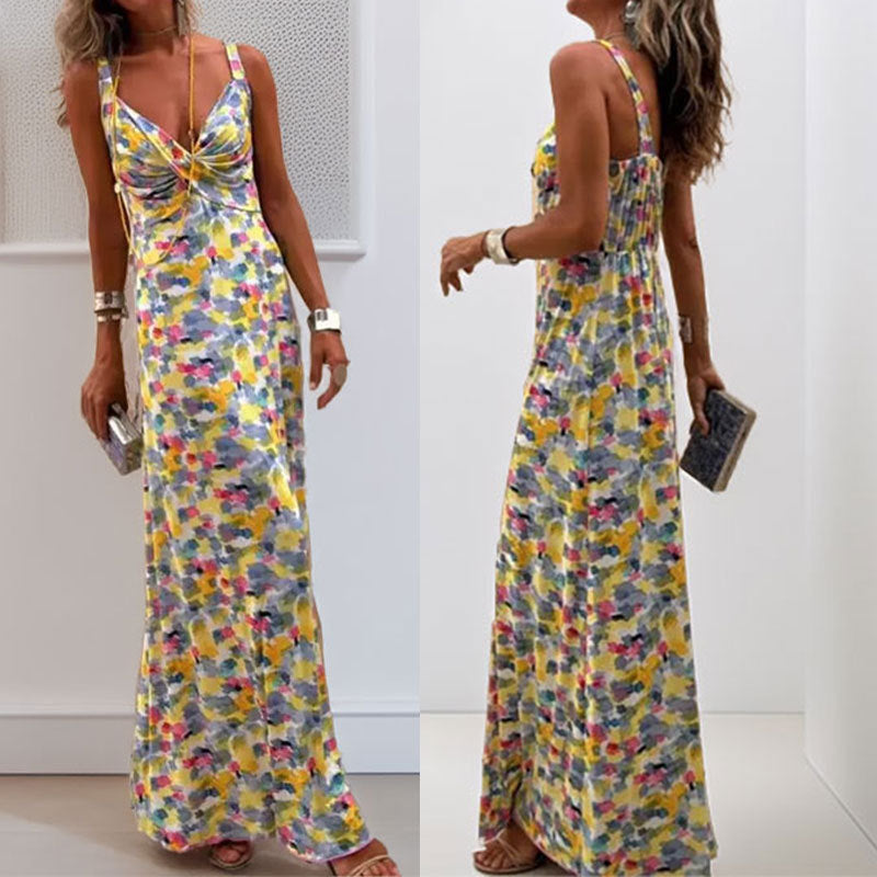 Damen Maxikleid mit kunstvollem Wickeldesign und floralem Muster Drune