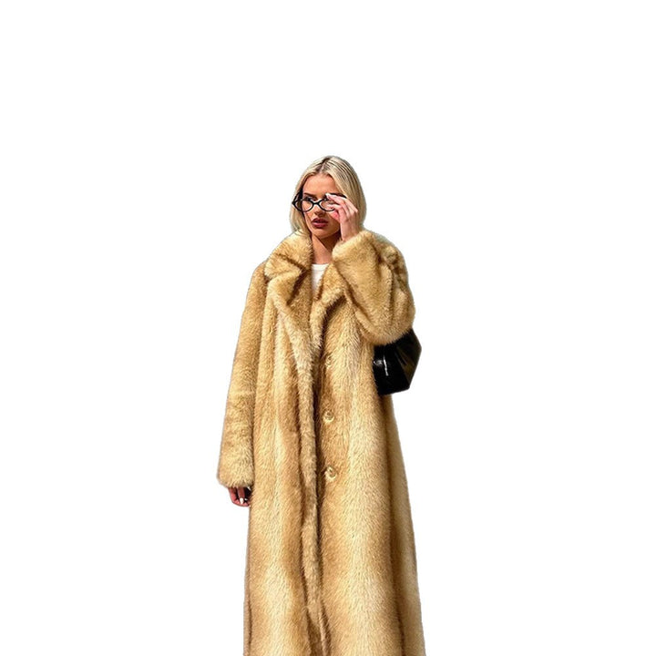 Damen Luxus Kunstfellmantel Drune