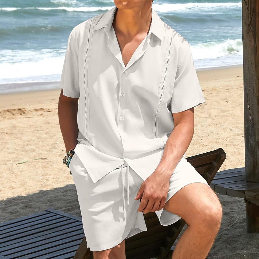 Herren lässiges Strandhemd mit kurzen Ärmeln und hochwertigem atmungsaktivem Stoff Drune
