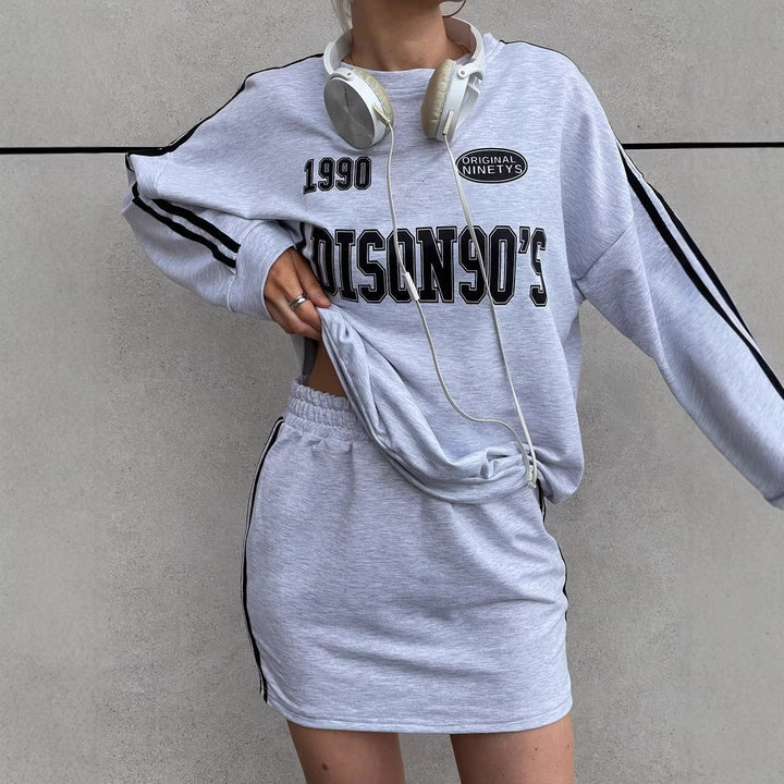 Damen sportliches Kleid im Sweatshirt-Style mit Kordelzug und langen ÄrmelDrune