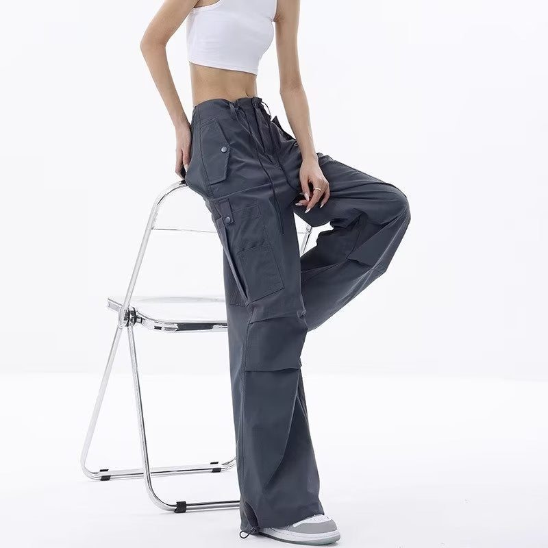 Damen Cargo-Hose im lässigen Oversized-Schnitt mit praktischen Taschen und verstellbarem Bund Drune