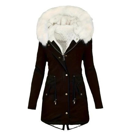 Damen gefütterte Winterjacke mit abnehmbarer Kapuze Drune