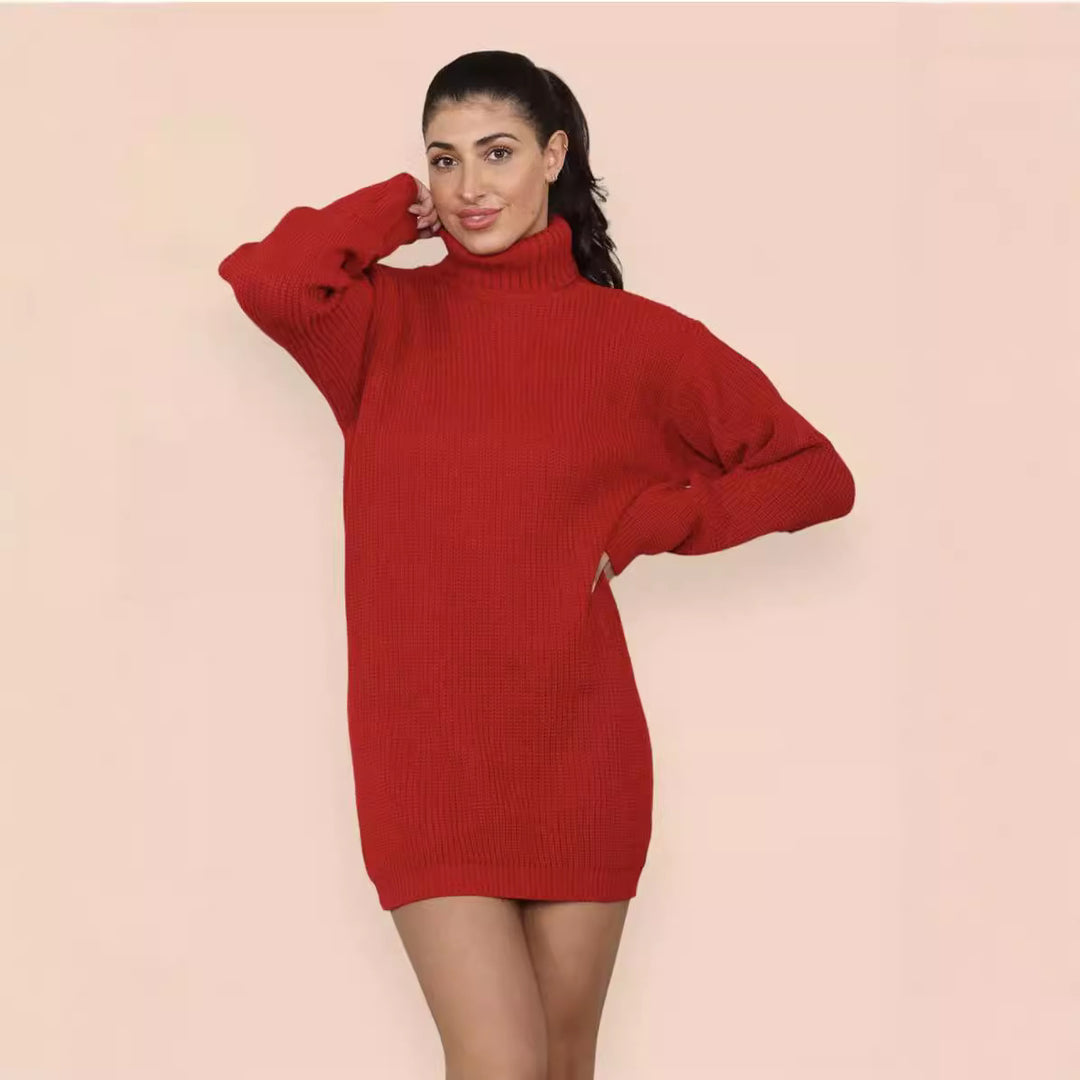 Damen Strickkleid mit hohem Rollkragen und lässigem Schnitt Drune