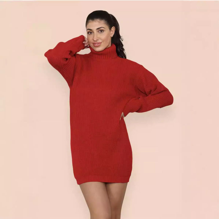 Damen Strickkleid mit hohem Rollkragen und lässigem Schnitt Drune