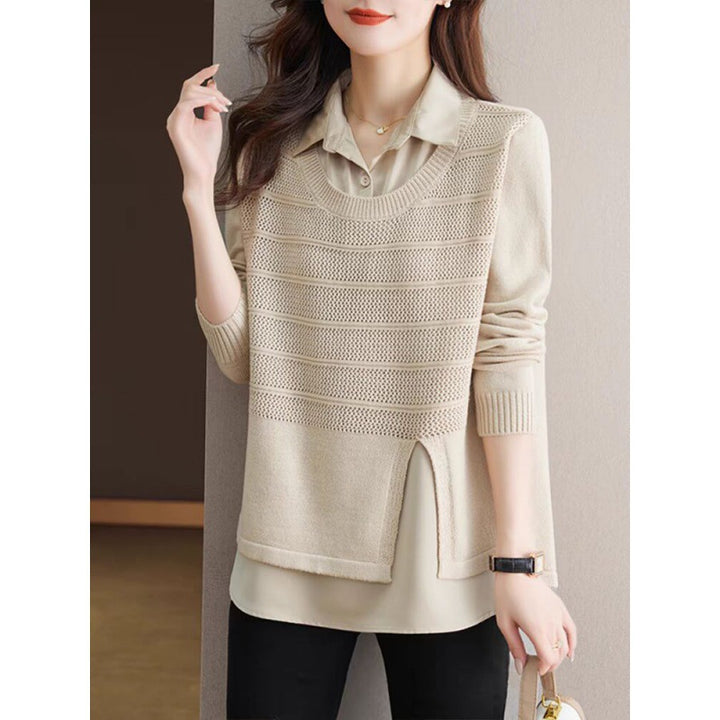 Damen Strickpullover mit layerndem Design und harmonischer Textur Drune