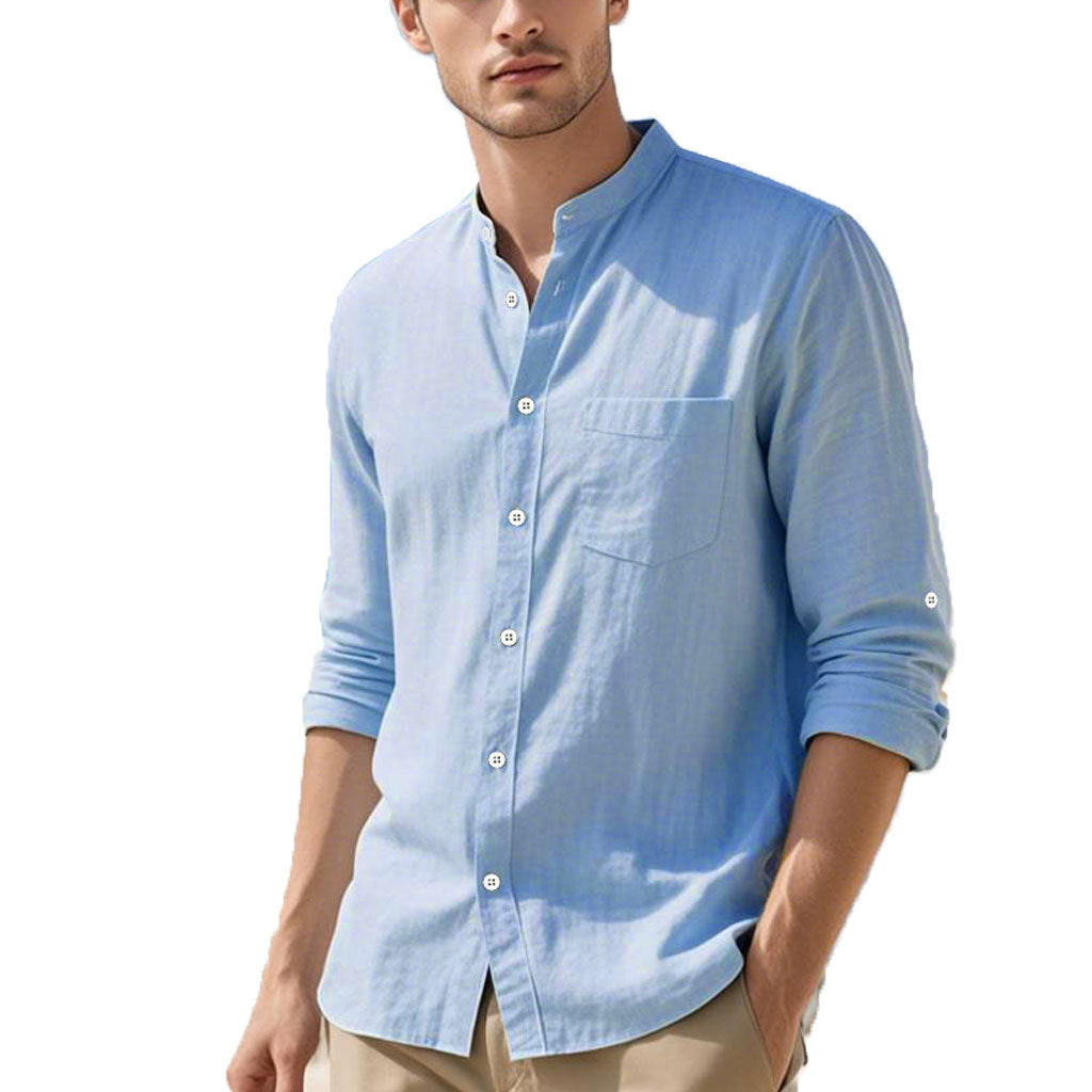 Herren Hemd im eleganten Henley-Stil mit strukturierter Baumwolle Drune
