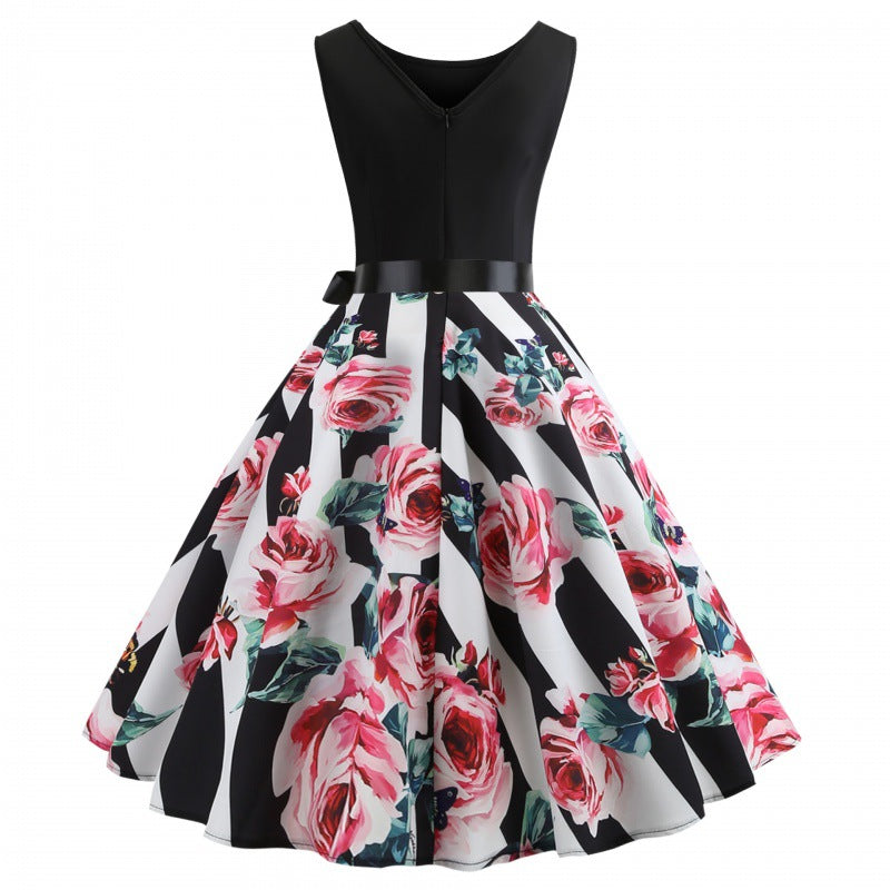 Damen Swingkleid mit floralem Design und taillierter Silhouette Drune