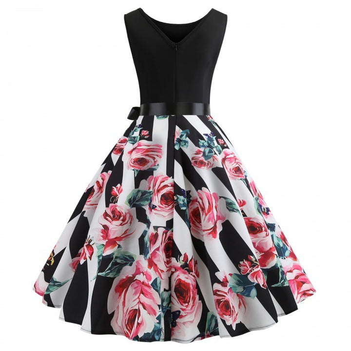 Damen Swingkleid mit floralem Design und taillierter Silhouette Drune