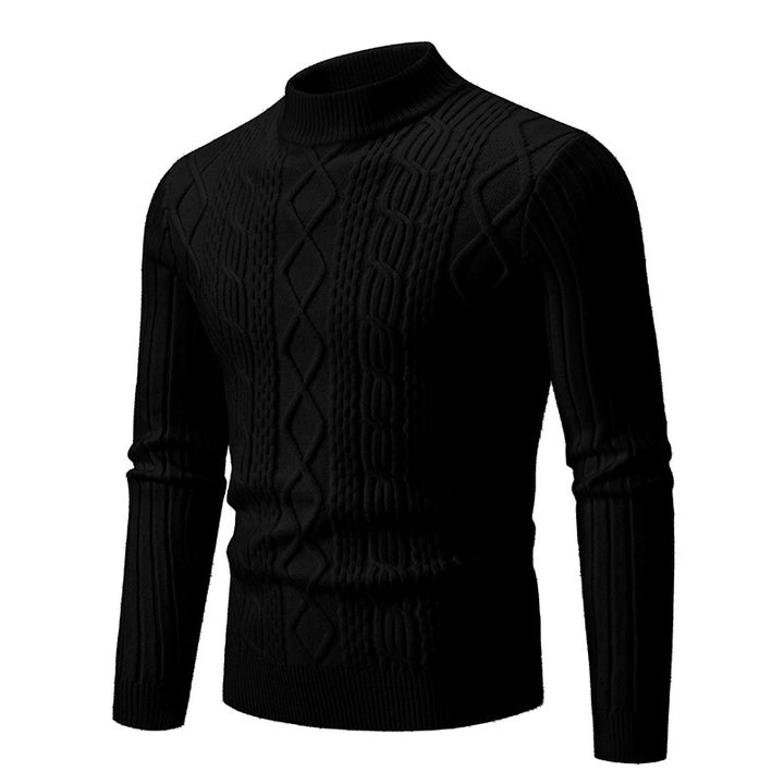 Herren nan gerippter Zopfmuster-Rollkragenpullover Slim Fit Drune