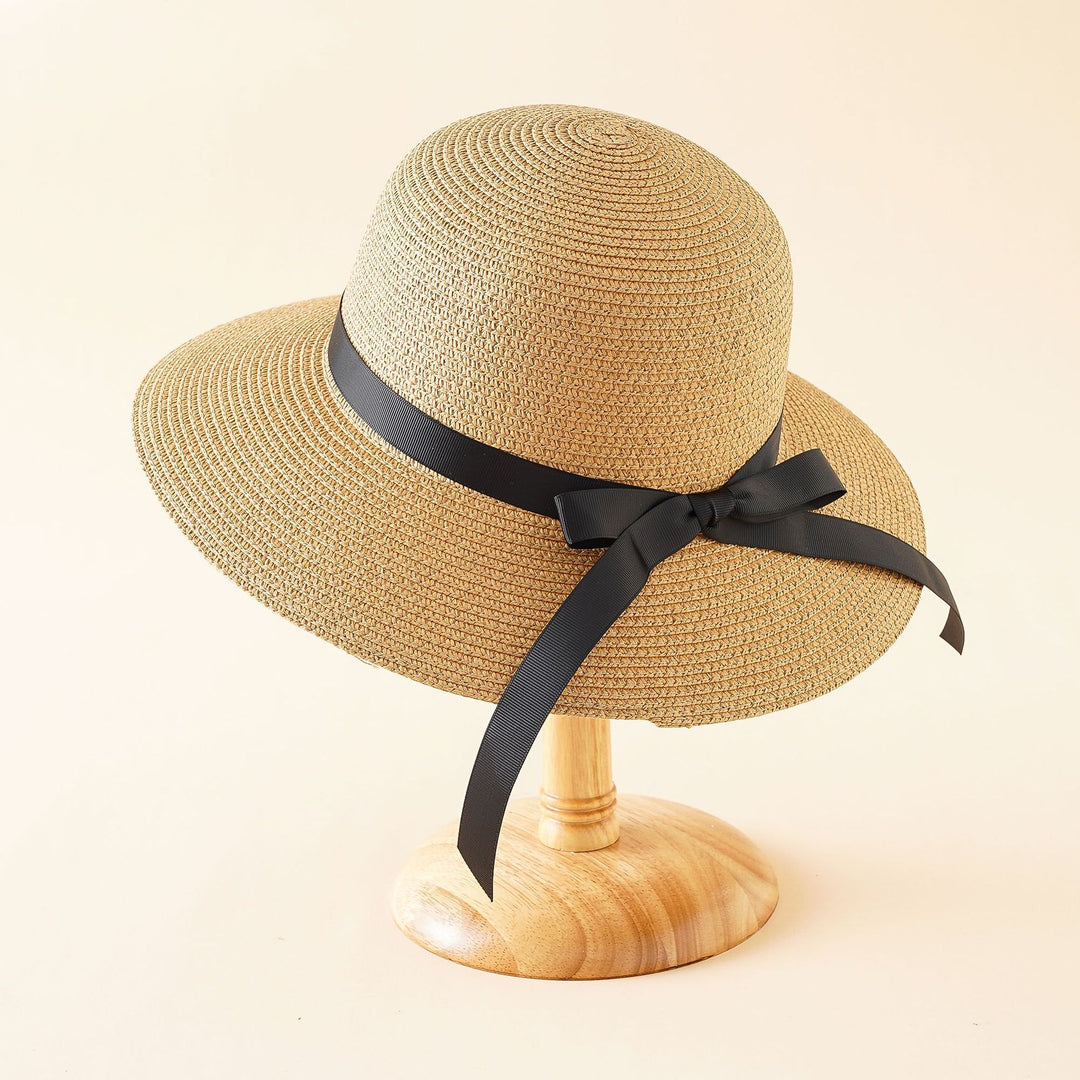 Damen Eleganter Sonnenhut mit breiter Krempe und stilvollem Satinband Drune