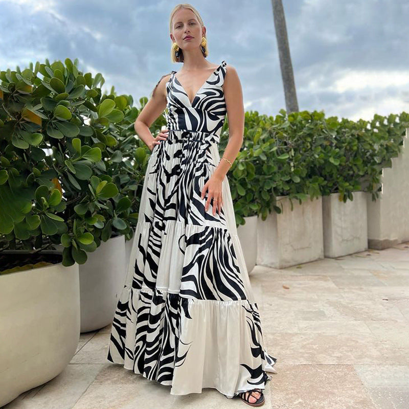 Damen Einteiler Badeanzug mit stilvollem Zebra-Design Drune