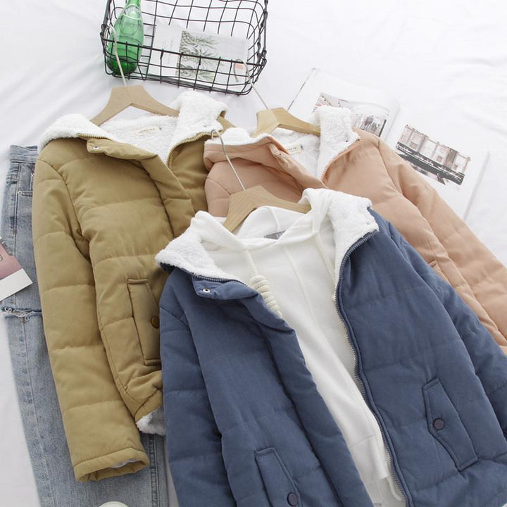 Damen gesteppte Übergangsjacke mit Kapuze und praktische Taschen Drune