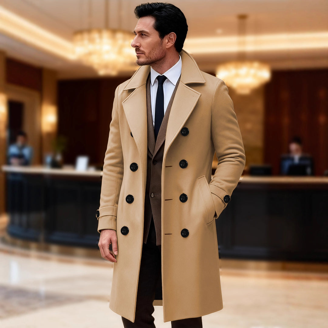 Herren eleganter doppelreihiger Wollmantel Drune