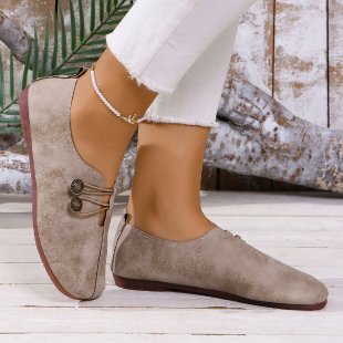 Damen nan elegante Komfort-Slipper im Mokassinstil mit elastischer Zierkordel und Knopfdetail Drune