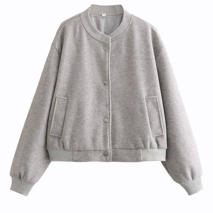 Damen modische Sweatjacke mit Knopfverschluss und praktischen Taschen Drune
